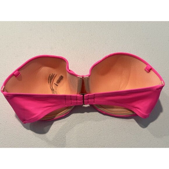 Victoria Secret Strapless Bikini Top Only Underwire Hot Pink Size 34DD - Picture 2 of 6